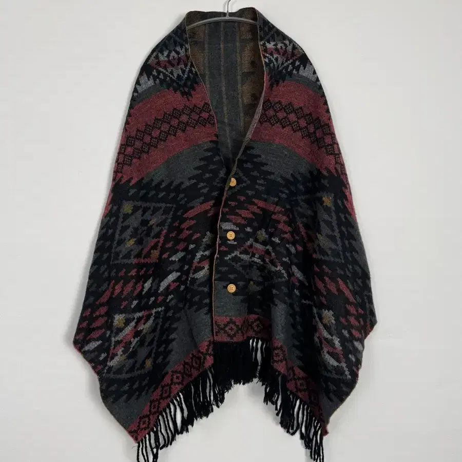 Vintage western patterned fringe Cape