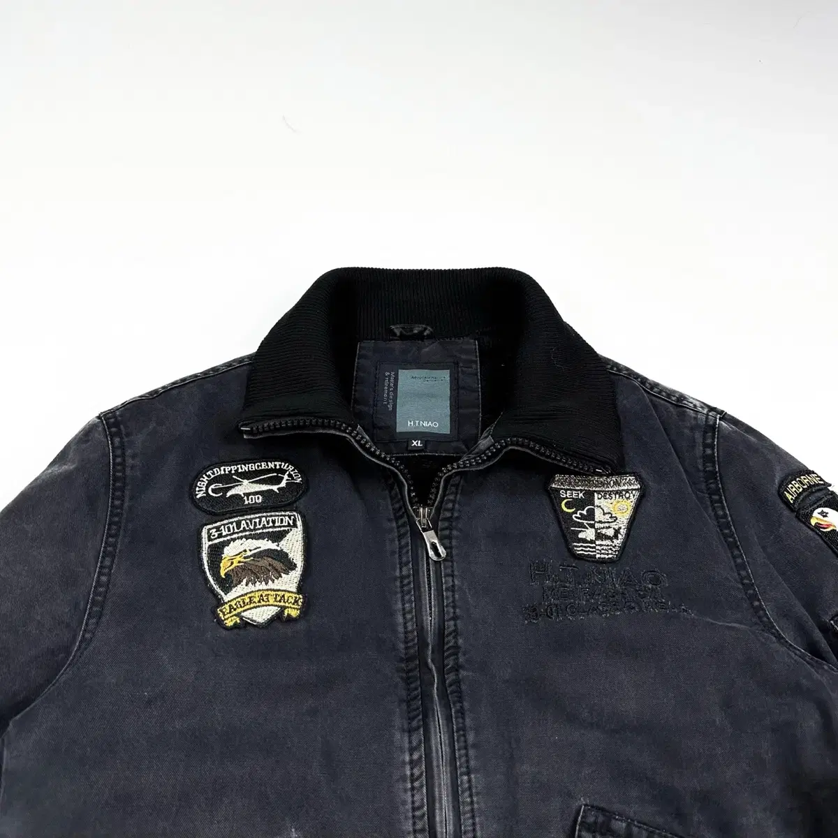 VTG Vintage Black and Blue Patch Blouson Jacket (true to size L)