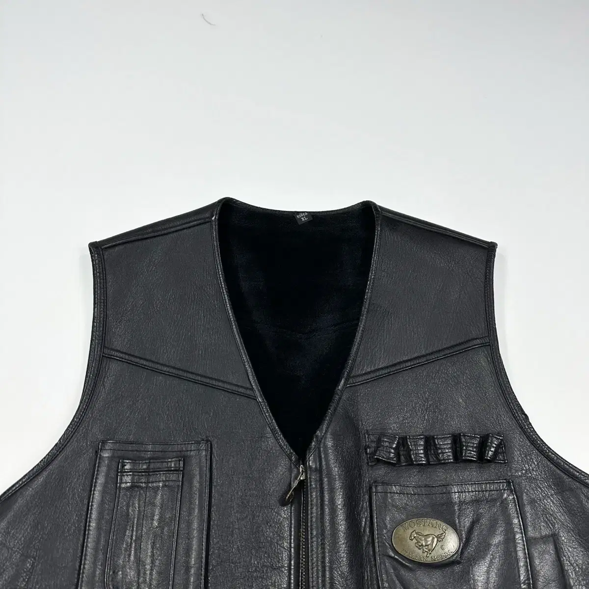 VTG Vintage Leather Black Vest Vest (XL)