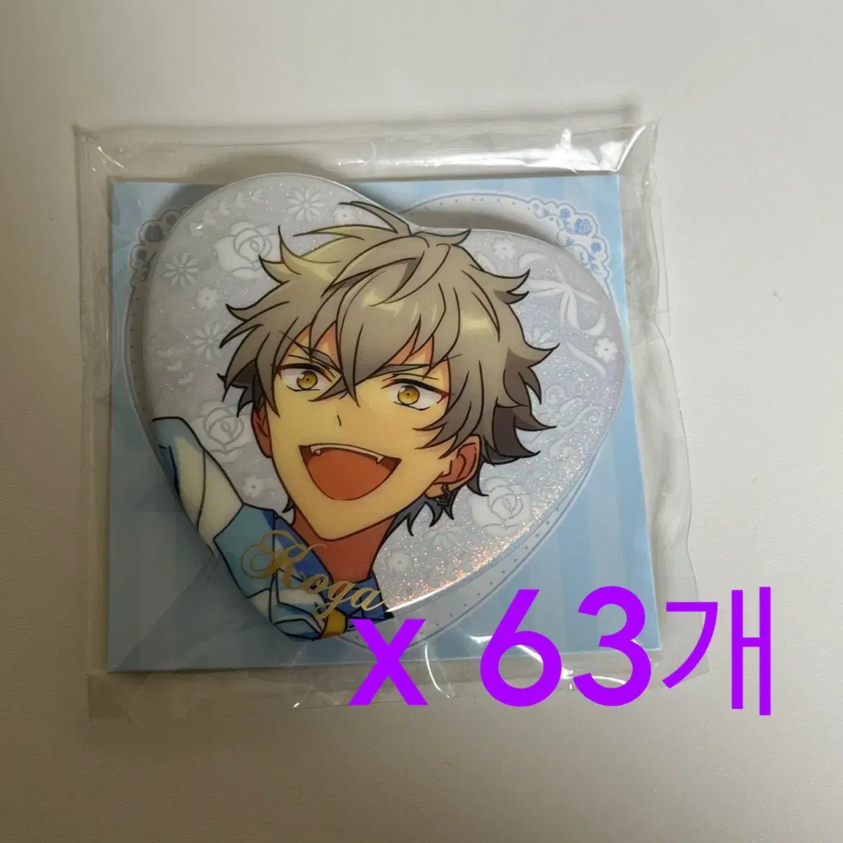 Angsta Mid-Star 3rd Anniversary White Suit Heart Can Badge Oogami Koga Itabag Heart Badge