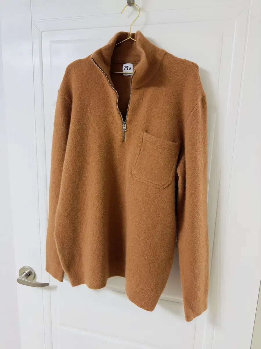 Zara Zara Brown wool-blend vahn zip-up knitwear sweater