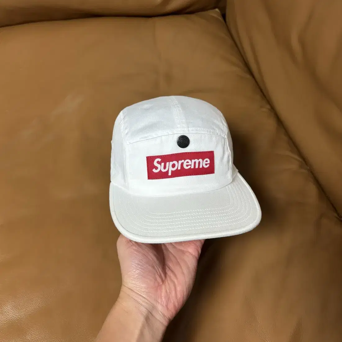 Supreme 슈프림 캠프캡 모자 (Washed White)