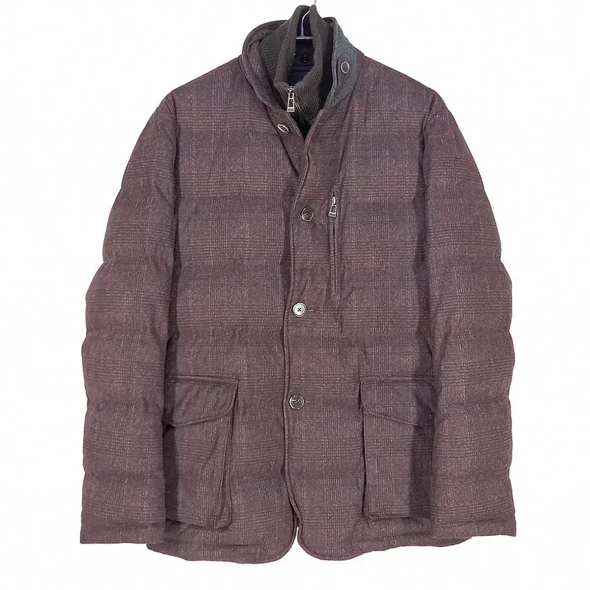 Man on the Boon Men's Double Neck Check Padded Jacket Wine (HU35084)