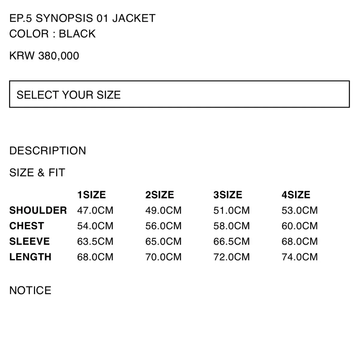 XLIM EP.5 SYNOPSIS 01 JACKET, 2size