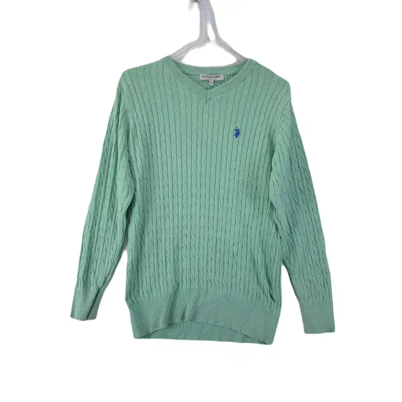 E8744 USPA Women's 95 Green Pretzel V-Neck Knit/Dirk