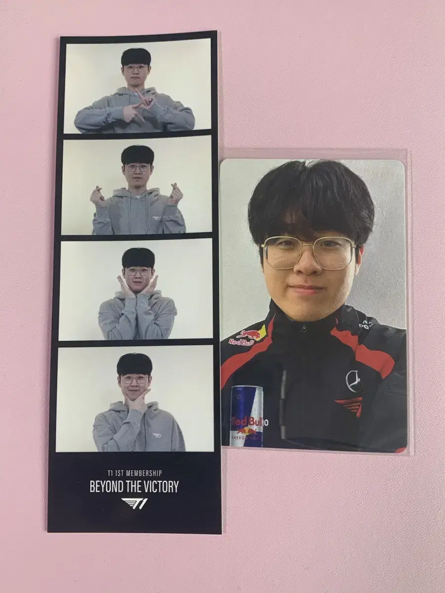 T1 Zeus Red Bull Photocard + Membership 4 cut photo sell T1 Goods Hanwha Life