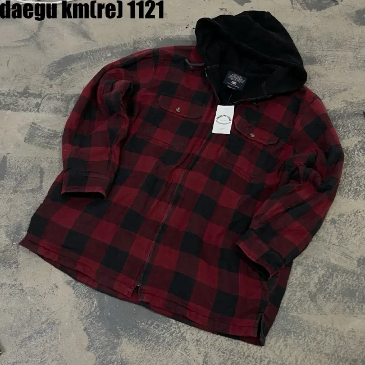 Vintage Hooded Check Shirt Overfit Size 105