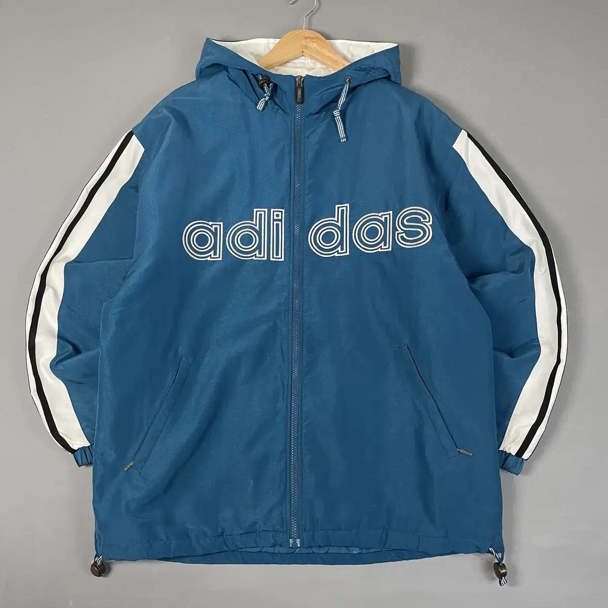 Adidas Old School Big Logo Hooded Quilted Jumper bloo 100 [112004]