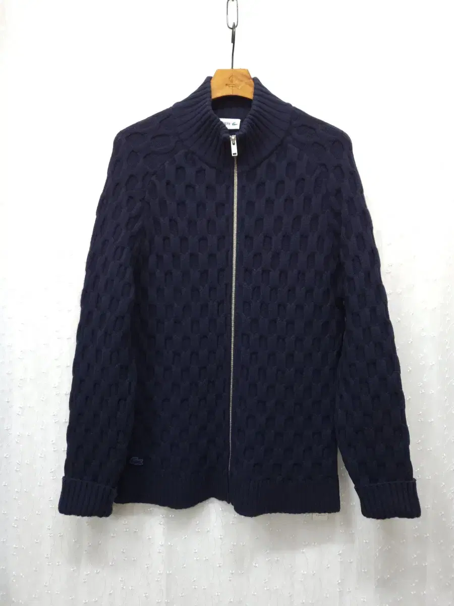 Lacoste Knitted zip-up cardigan Wool80%Double-breasted navy 100