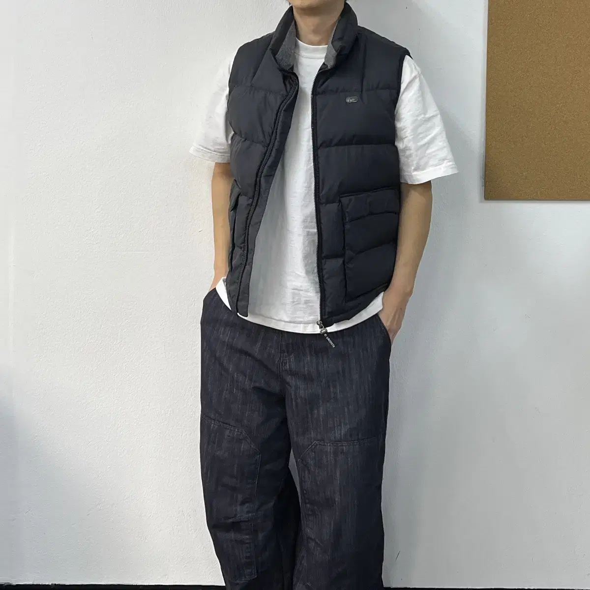 Lacoste Silver Long Goose Down Puffer Vest