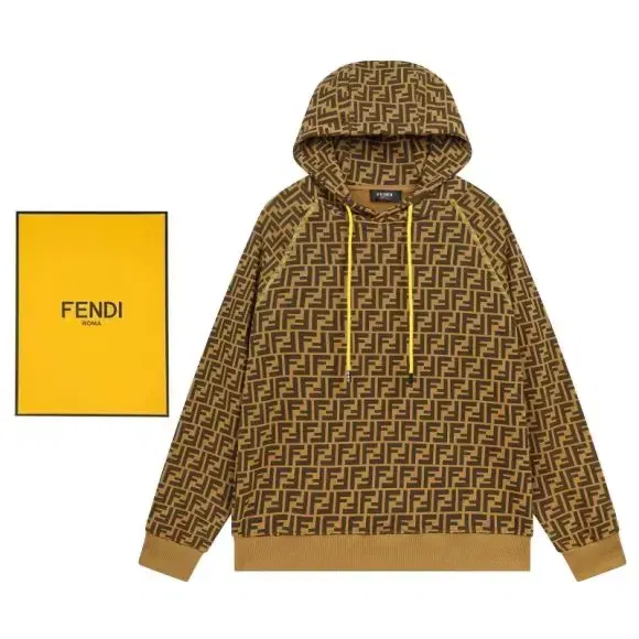 Fendi Logo beige hooded knit top for Men