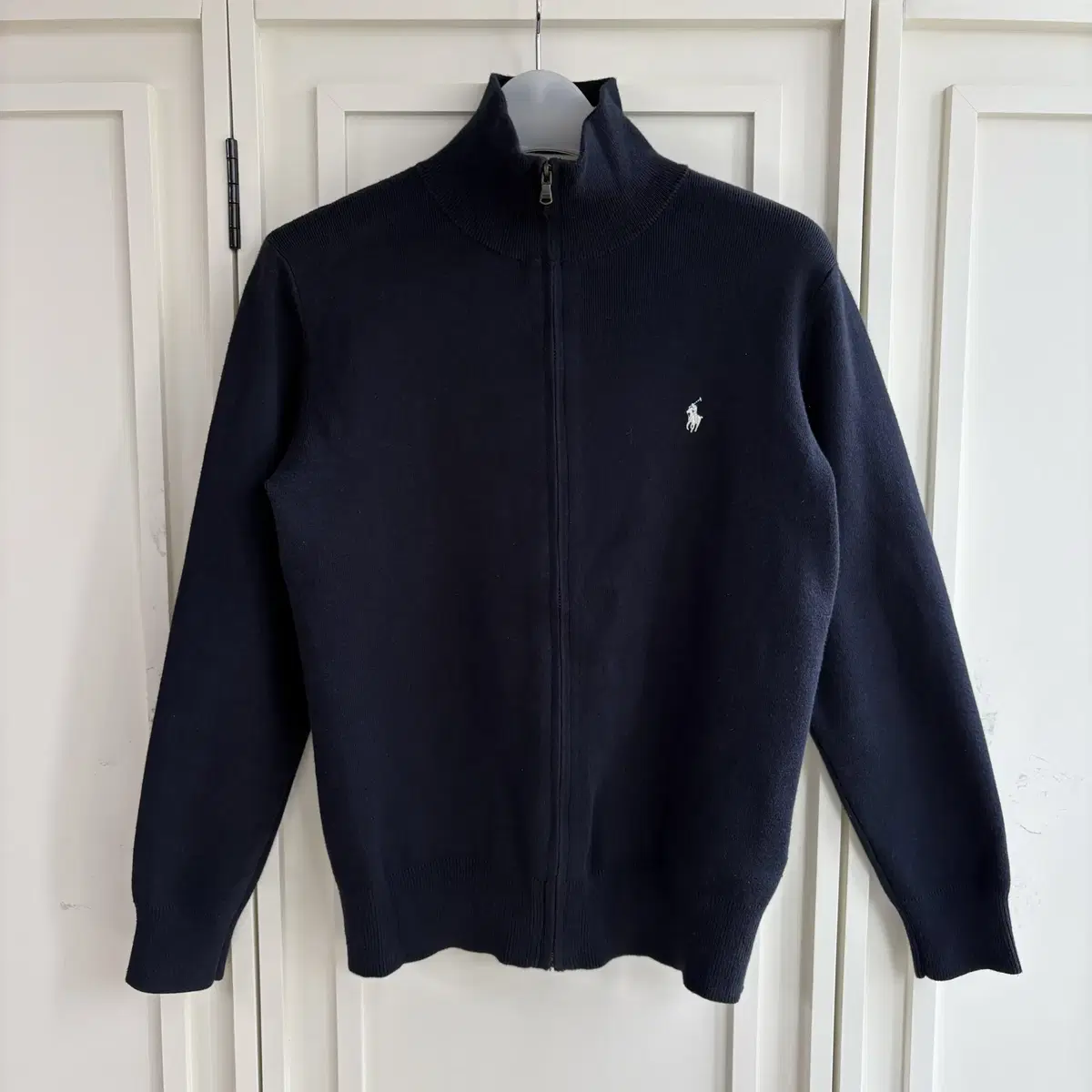 Polo White Pony Navy Knit Zip-up CK8418