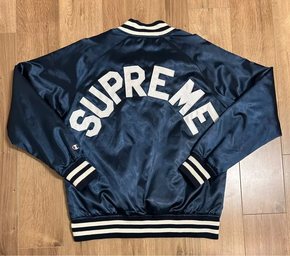 [M]Masterpiece SUPREME x Champion Satin Varsity Jacket