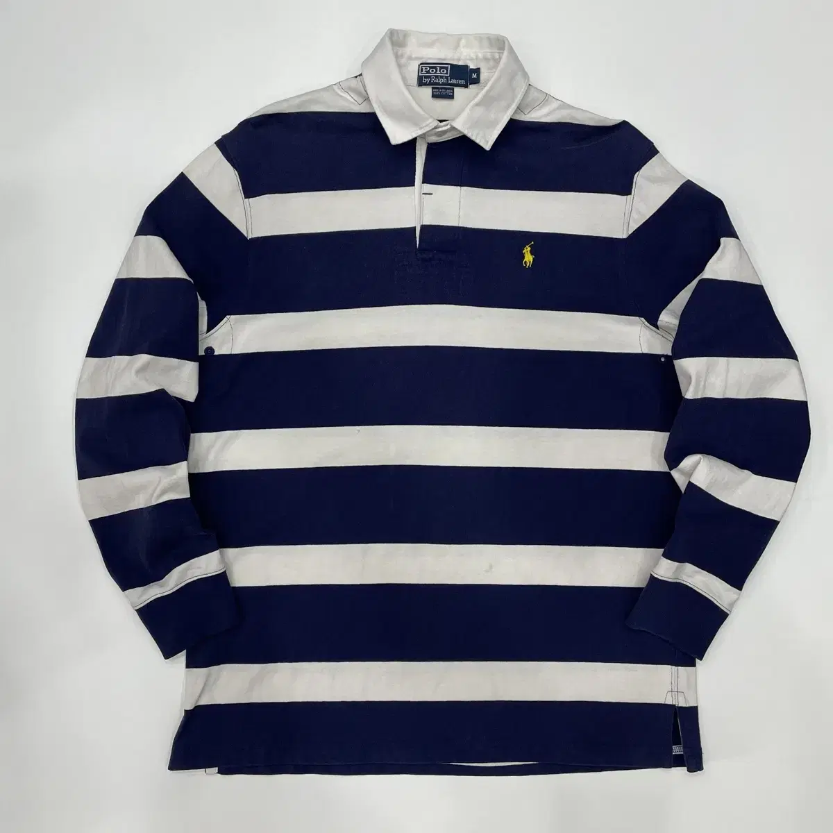 [M] Free Shipping Polo Stripe Yellow Pony Rugby Tee