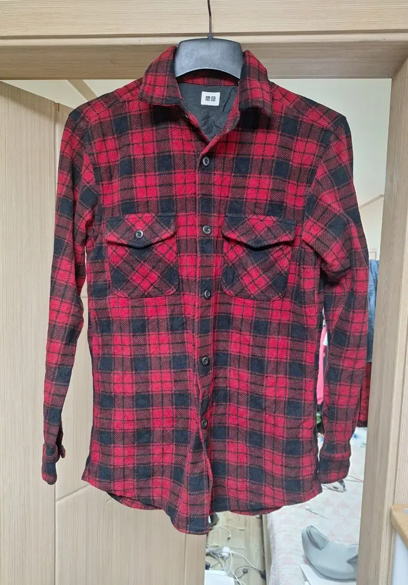 Unused Uniqlo men's long sleeve y shirt red plaid size M (around 90)