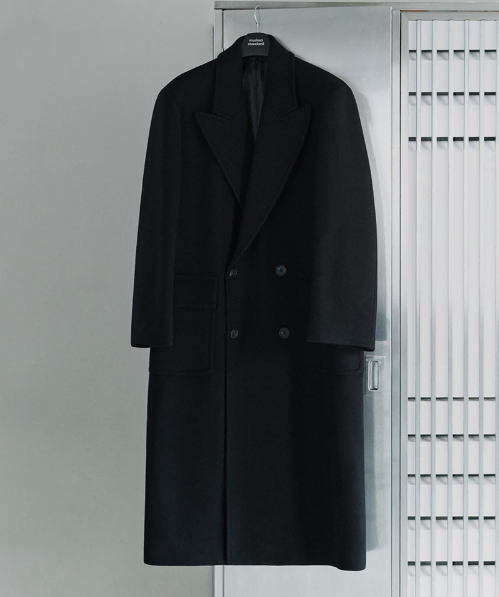 Unisex Standard Cashmere Blend Maxi Polo Coat in Black 2XL