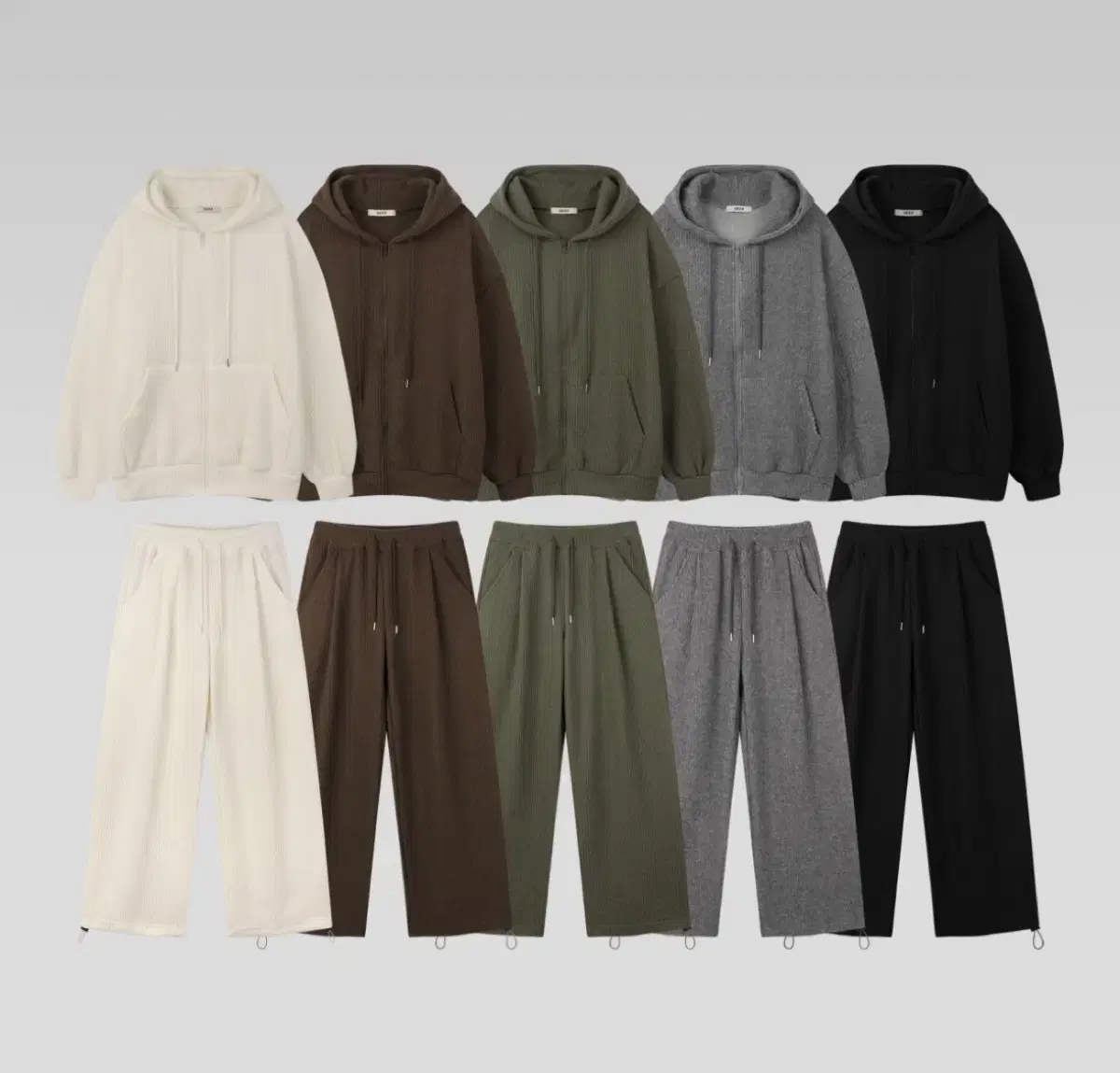 Deep Ribbed Hoodie Zip Up + Pants (Set New)