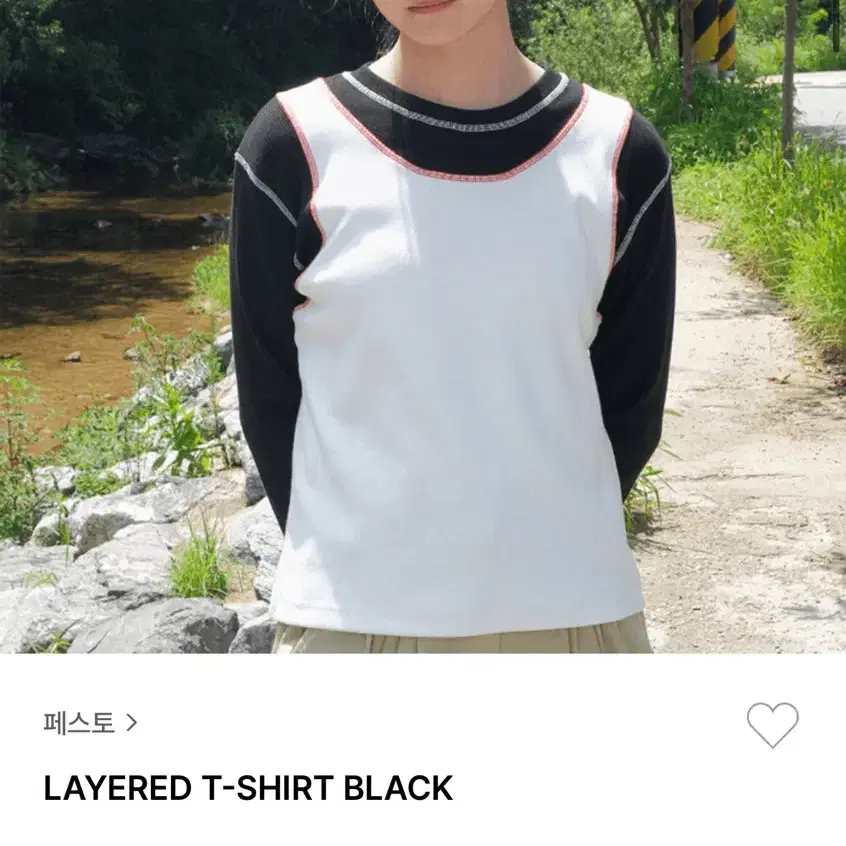 페스토  layered t-shirt 블랙 레이어드 티