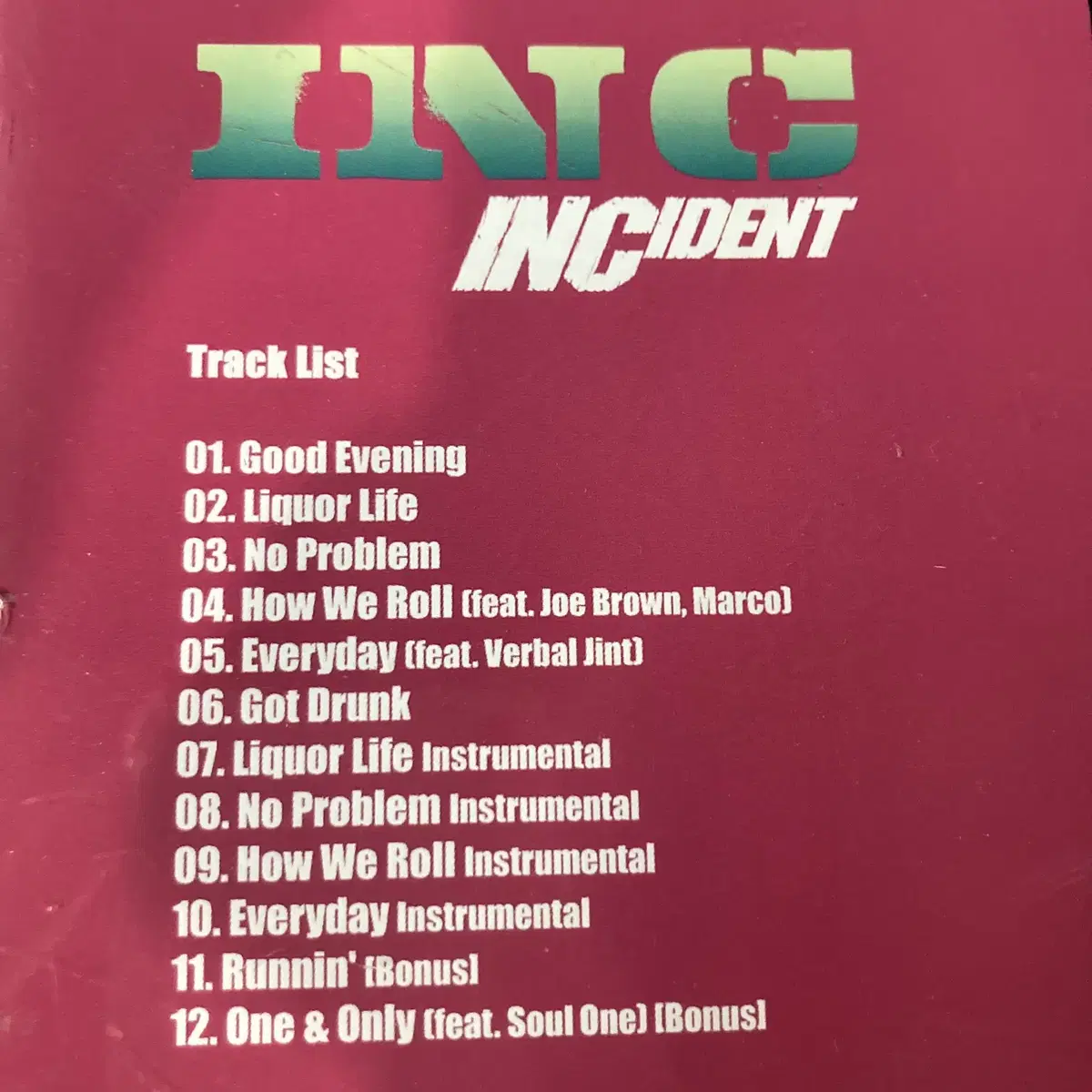 [중고음반/CD] 국힙 아이엔씨 INC 1집 INCident 친필싸인반