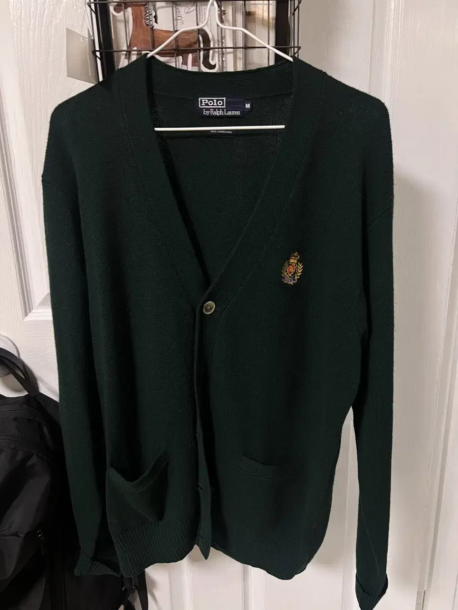 Polo crown logo 90s cardigan lams wool 95-100