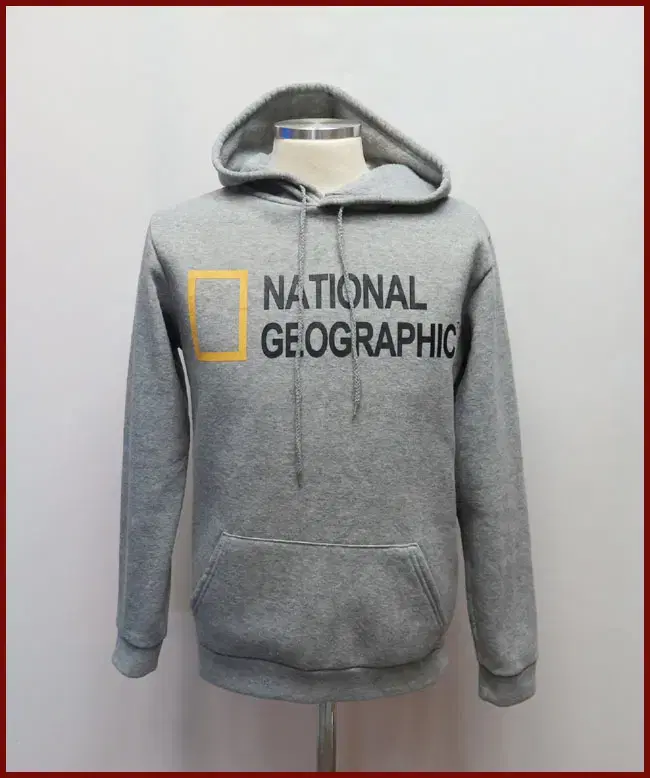 National Geographic/Gray brushed hoodie/95 size/button closure (C-8)