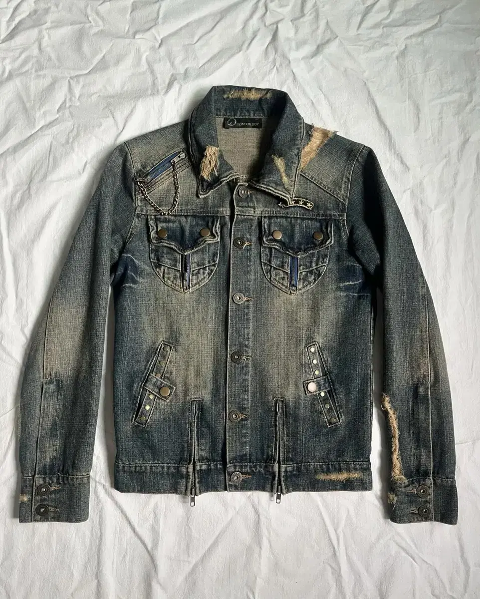 00s Archive Distressed Denim Jacket