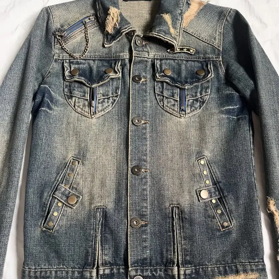 00s Archive Distressed Denim Jacket