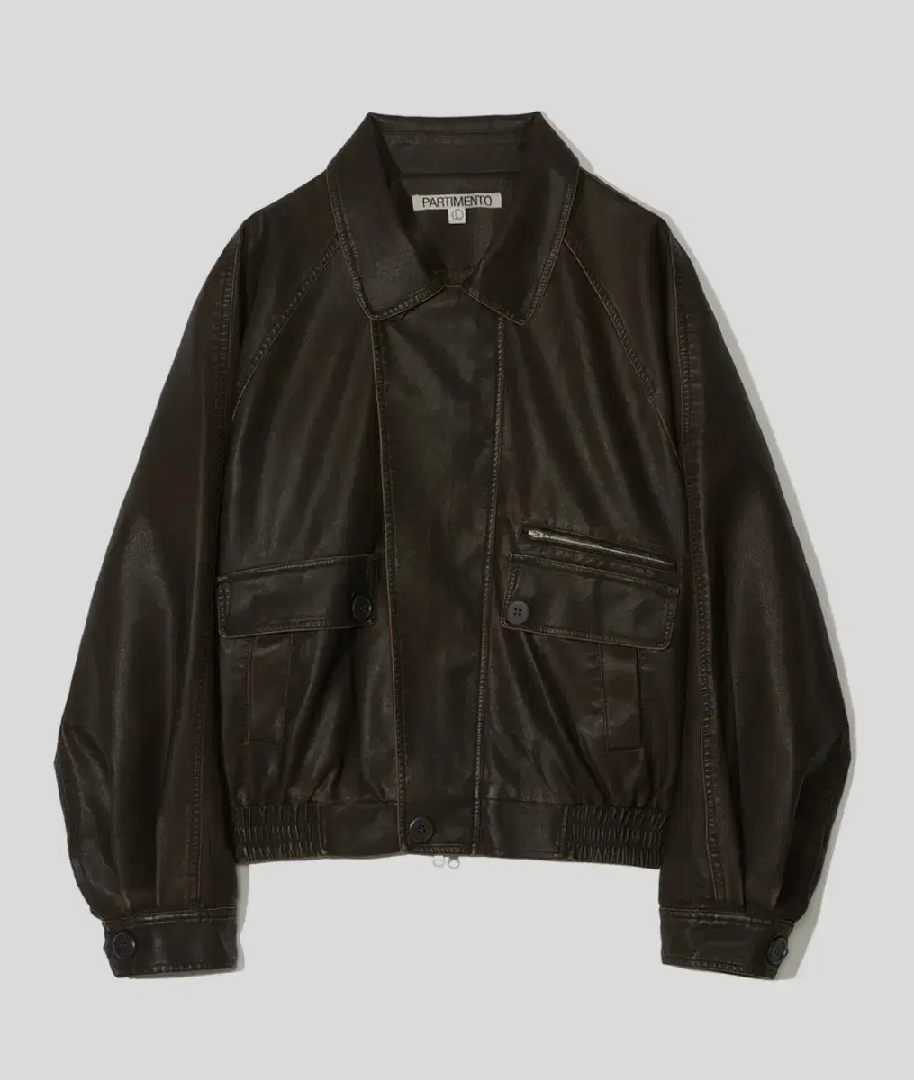 New)Partimento Washed Leather Bomber Jacket Brown M