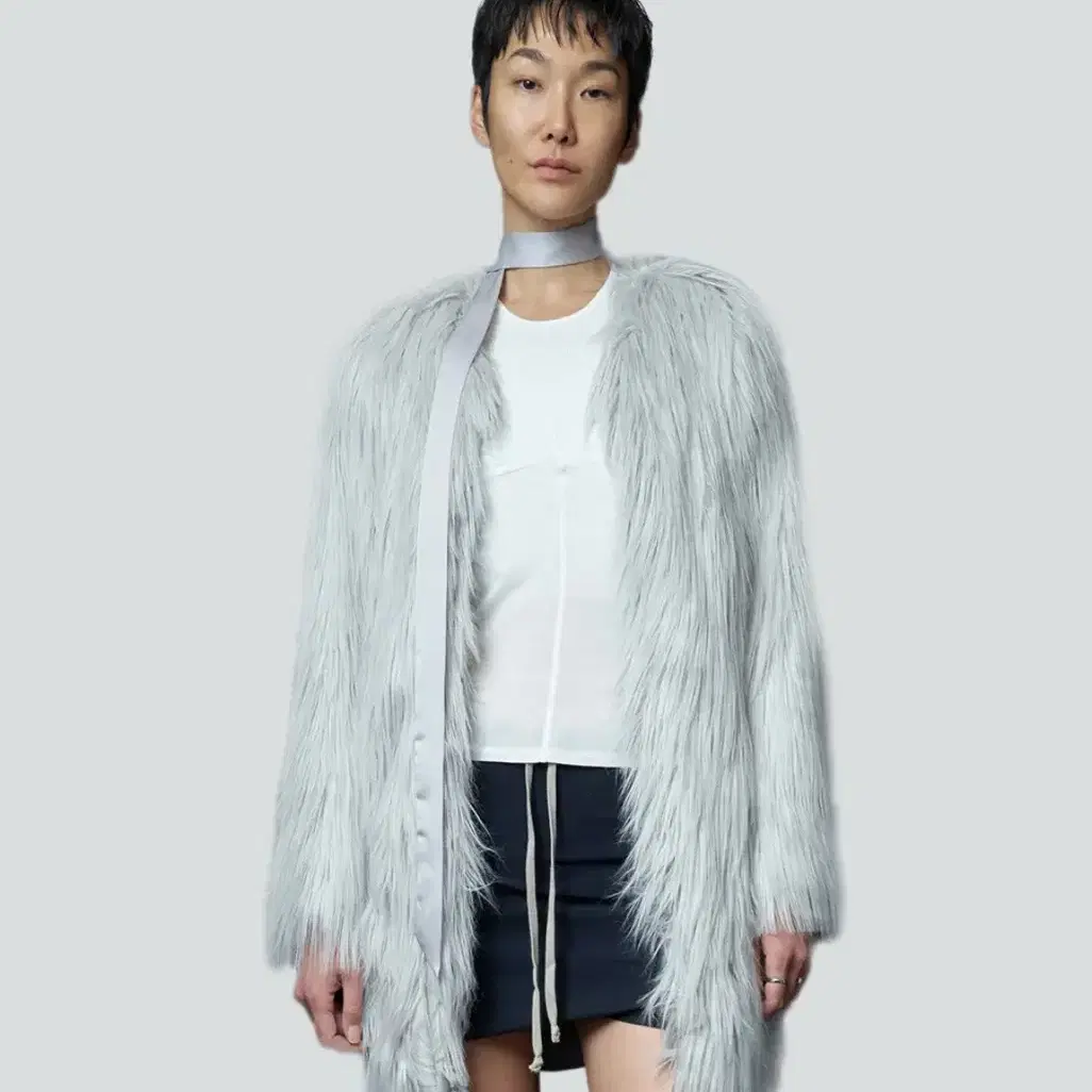 나체 퍼 코트 그레이 nache shaggy faux fur coat