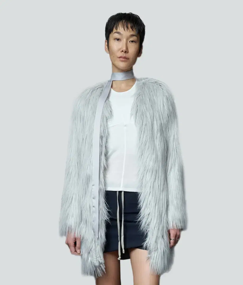 나체 퍼 코트 그레이 nache shaggy faux fur coat