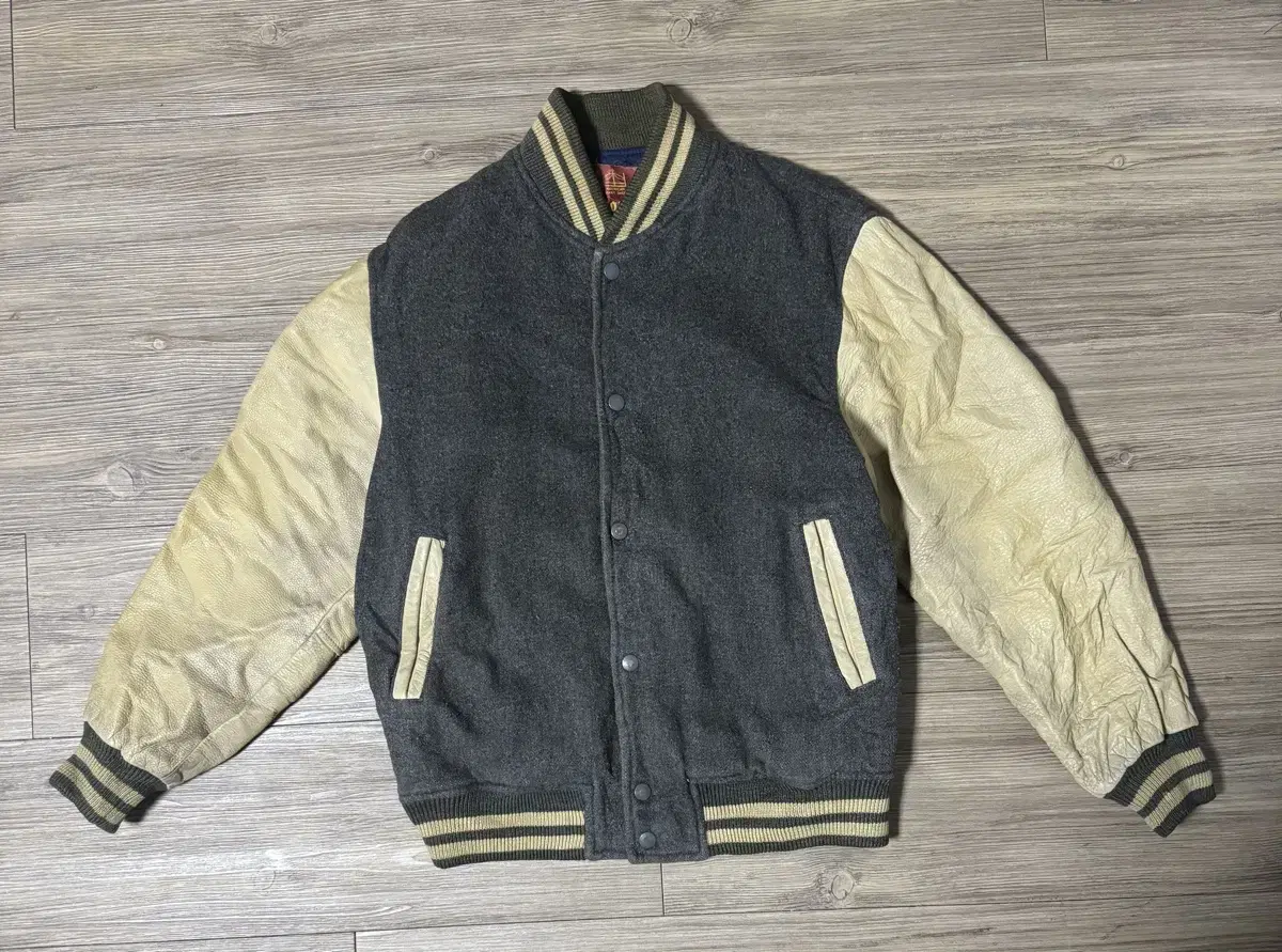 Varsity Jacket in Sugarcane Wool and Leather