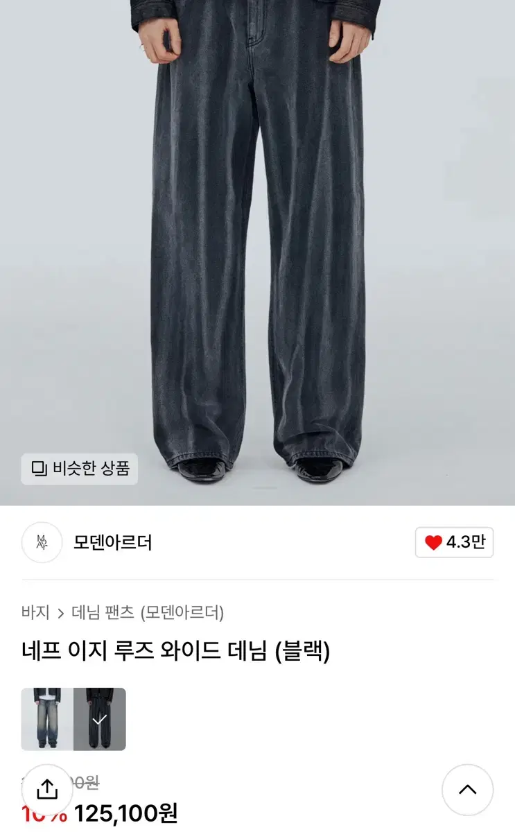 모덴아르더 네프 이지 루즈 데님팬츠 블랙