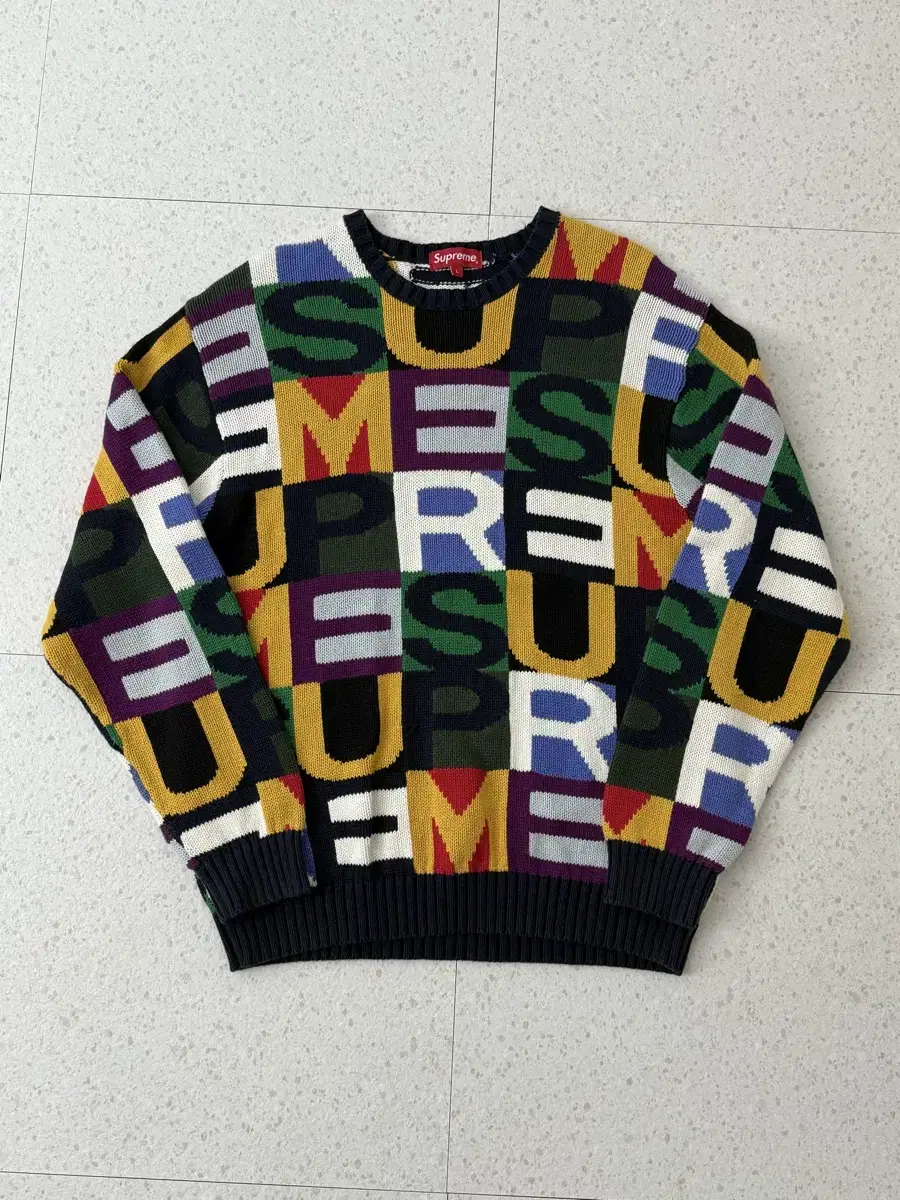 (L)Supreme 18FW Big Letter Multicolor Knit