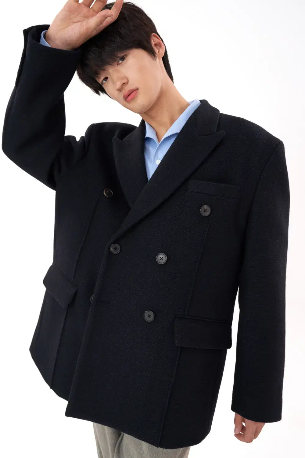 STU office 19FW Overcoat double-breasted blazer navy size L