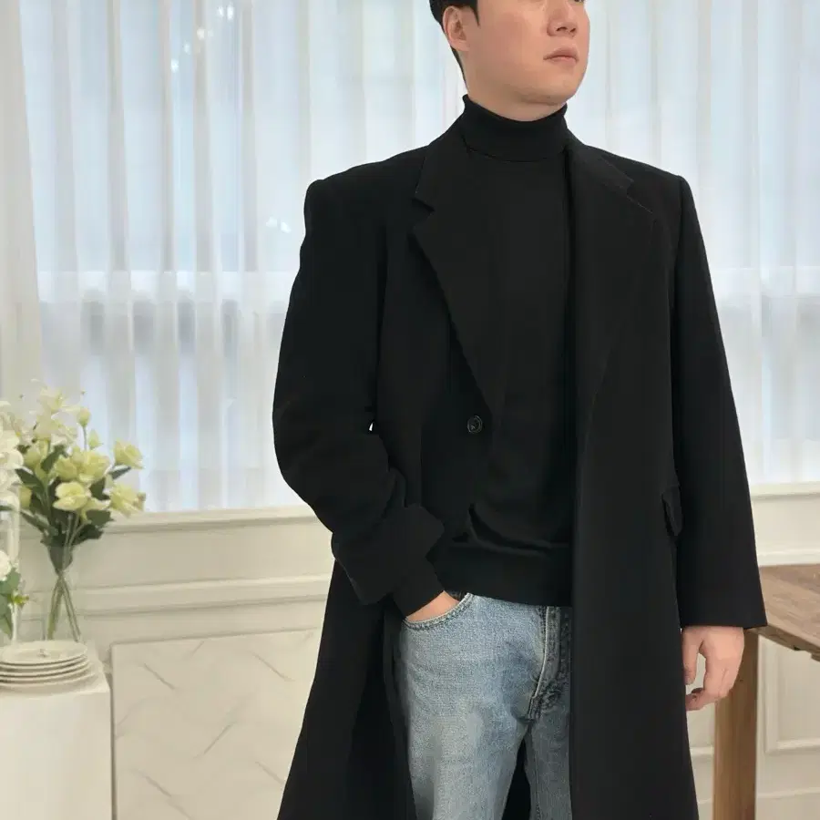 [XL] Pierre Cardin 피에르가르뎅 블랙 롱 코트