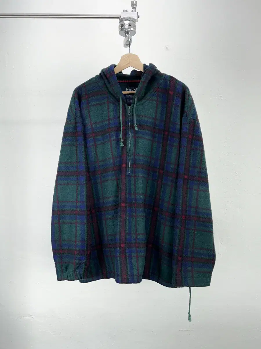 Chaps Ralph Lauren Green Tartan Check Hoodie Wool Anorak