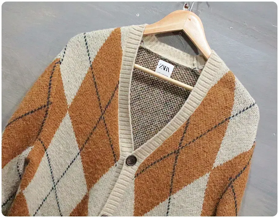 Zara Argyle Knit Cardigan (Men's S)