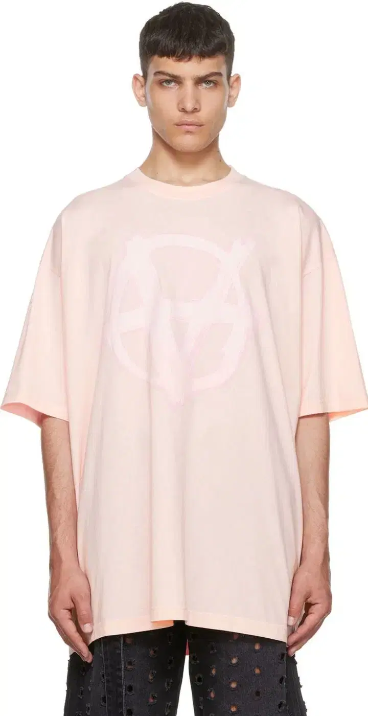 [XS] Vetements Anarchy Logo Short Sleeve T-Shirt Baby Pink New