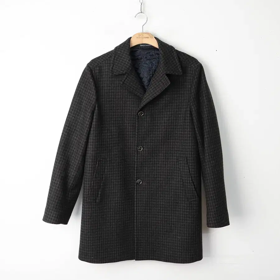 100/HENRYCotton wool check coat