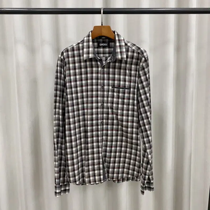 Donna KaranNew DKNY Casual Check Long Sleeve Shirt 95 A07414