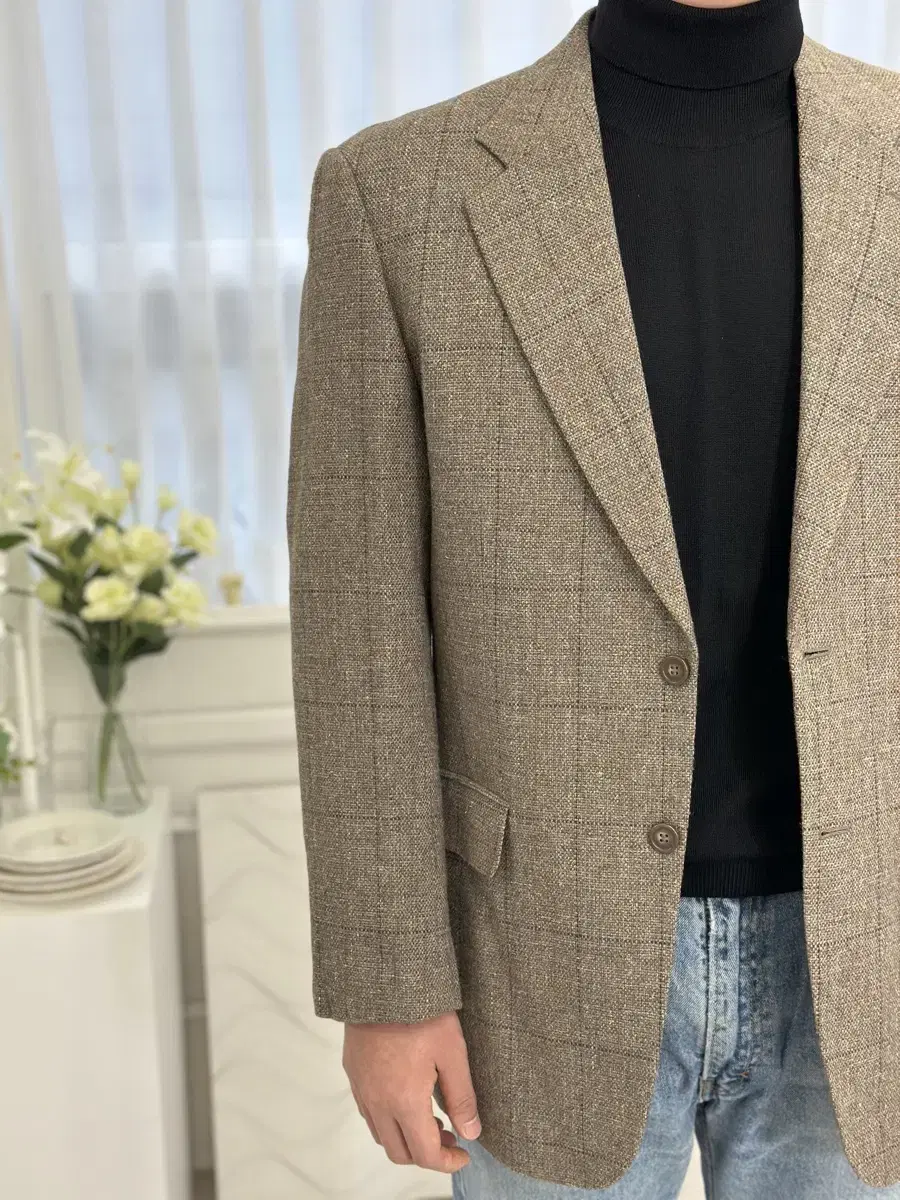 [XL] ATHLETA Oatmeal Check Wool Jacket