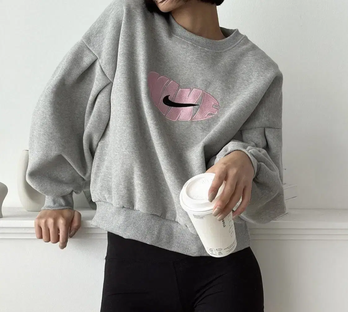 Nike Printed Brushed Grey Overfit Sweatshirt Man to Man