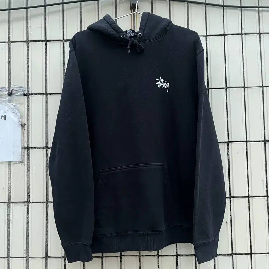 [L]스투시 베이직 빅로고 후드티 블랙 Stussy