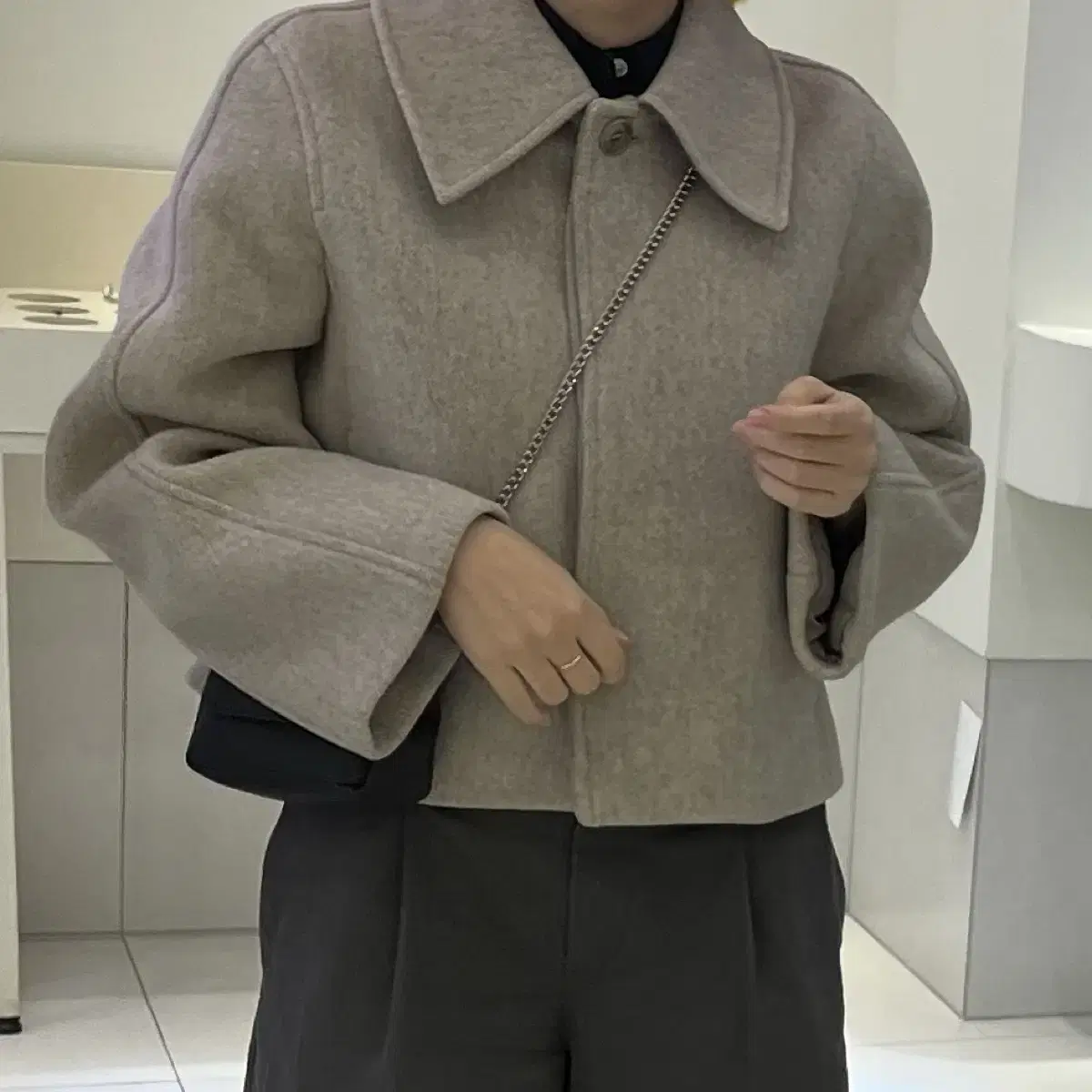 crop single wool coat