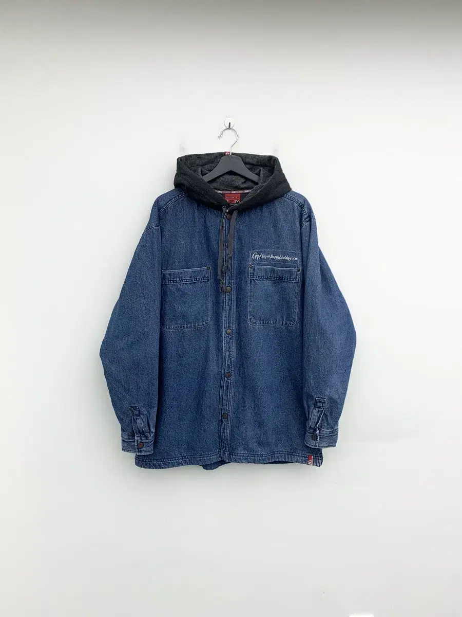 Quick Silver Old School Snap Button Denim Hooded Jacket