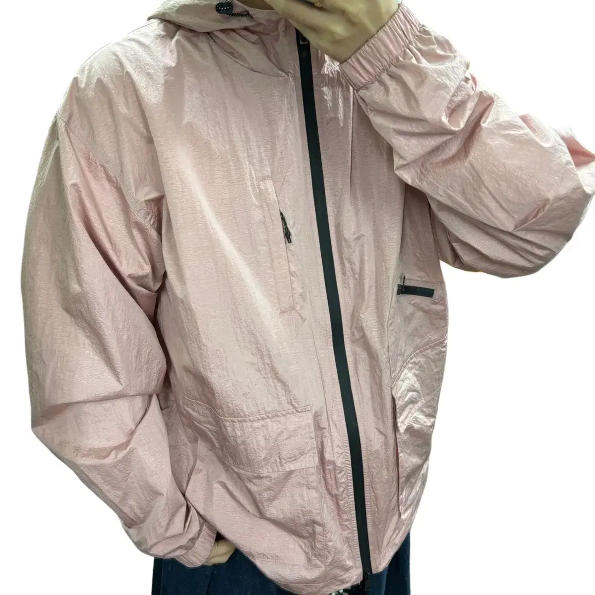 XL All-Season Item Pastel Pink Overfit Withbreaker Glossy Barrier