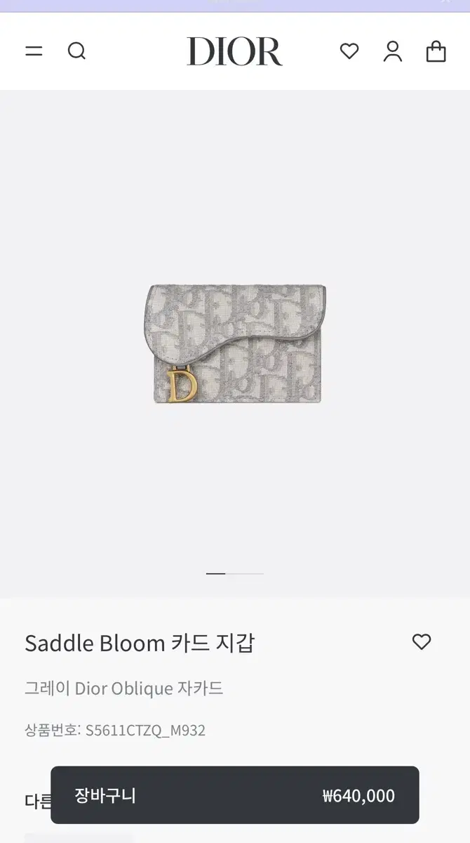 디올 새들 카드 지갑