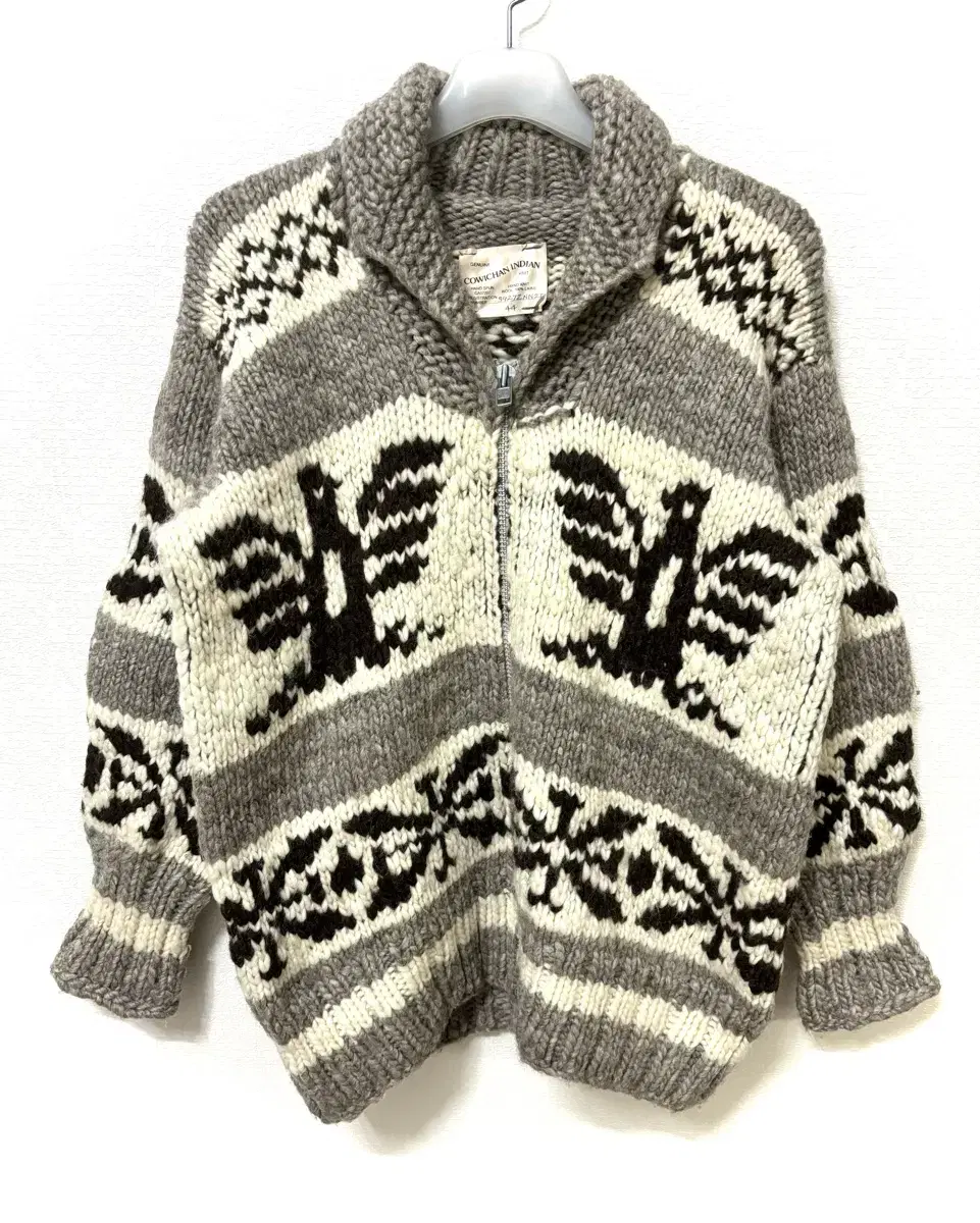 An original Canadian Cowichan Indian hand-knit zip-up.