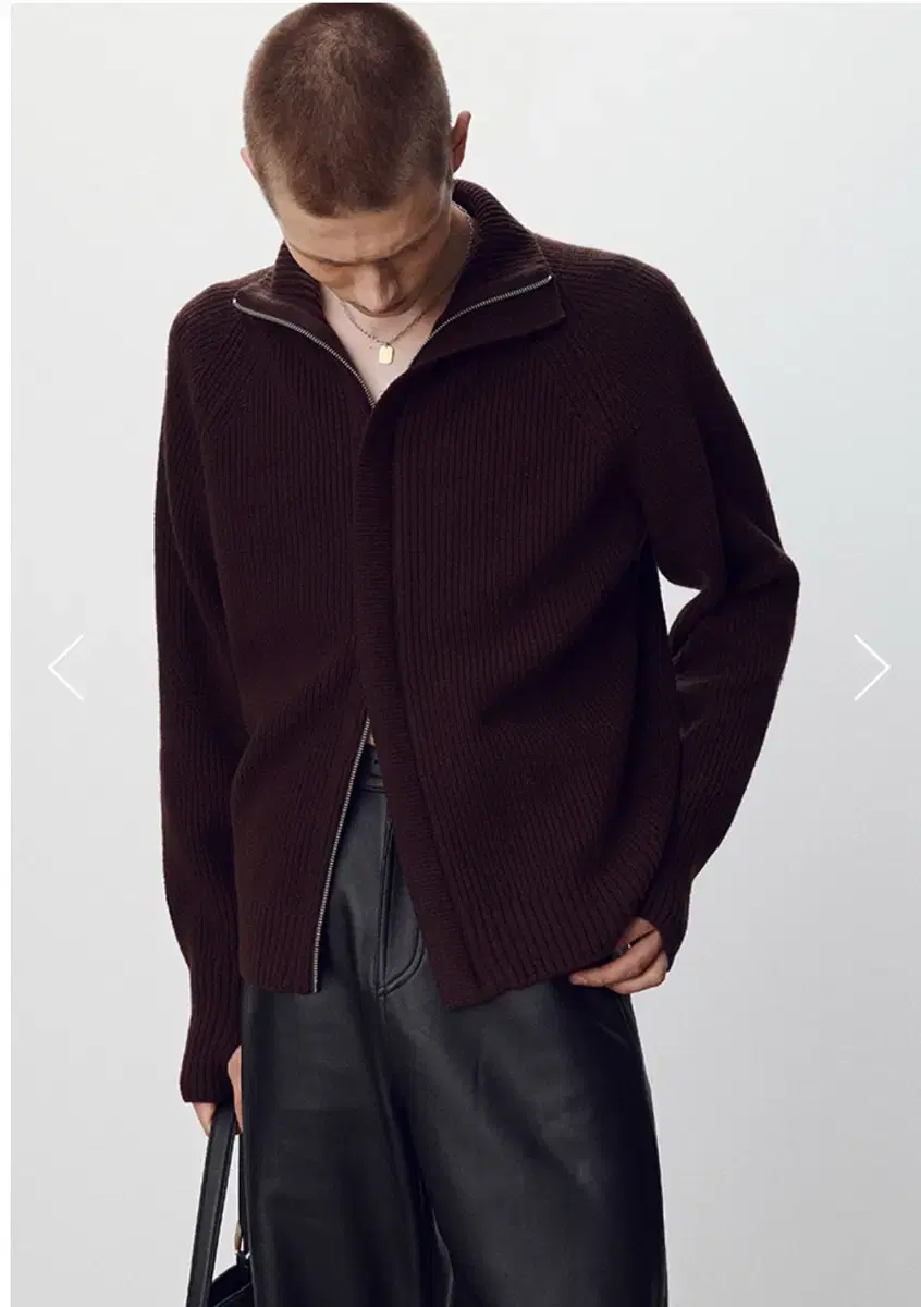 Tony Weck Merino Zip-Up Knit Dark Brown