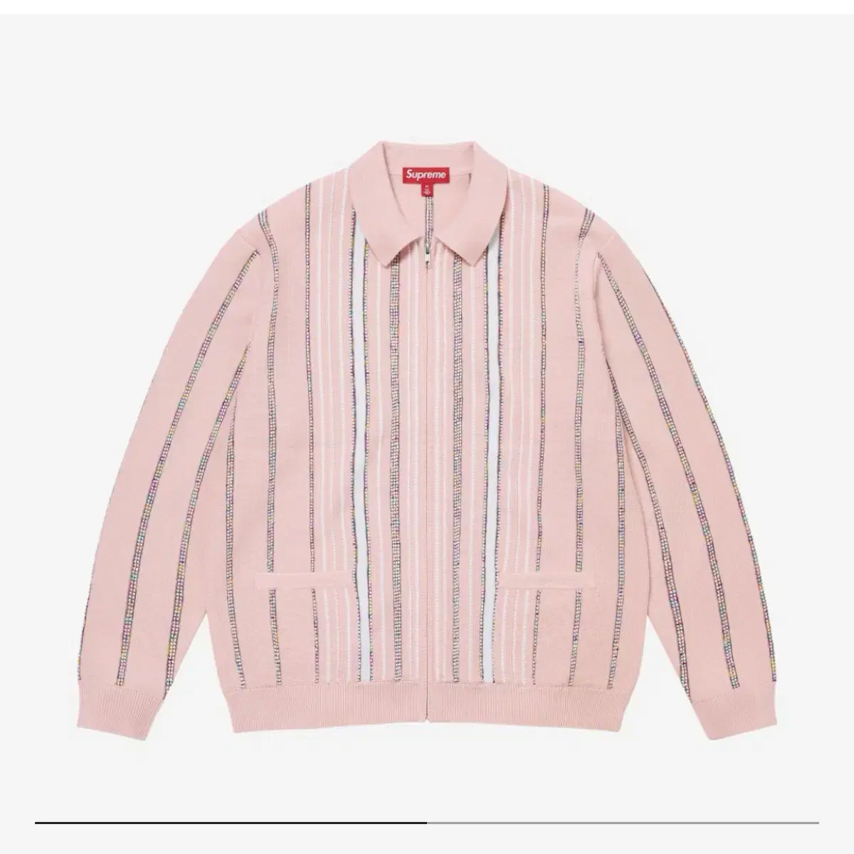 Supreme Speckle Stripe Zip-Up Cardigan Pink - 24FW